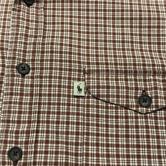 Polo Ralph Lauren Wyatt Vintage Button Down Cotton Plaid Brown White Shirt XL - Picture 4 of 9
